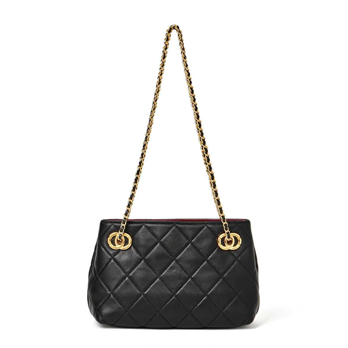 Bolso mini tote acolchado de napa con cadena