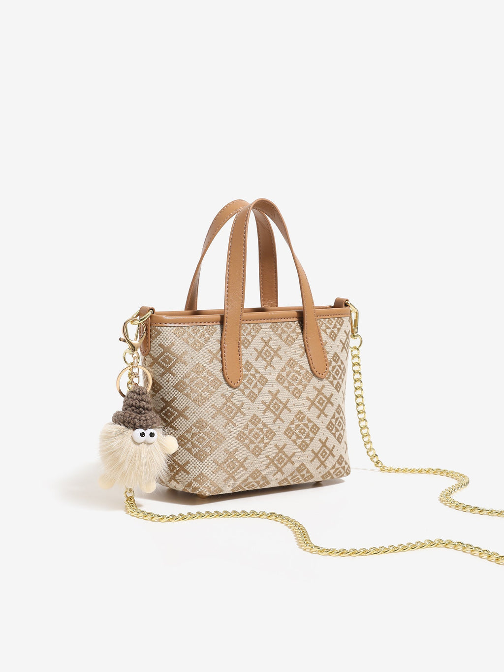 Bolso mini tote de piel vegana con monograma