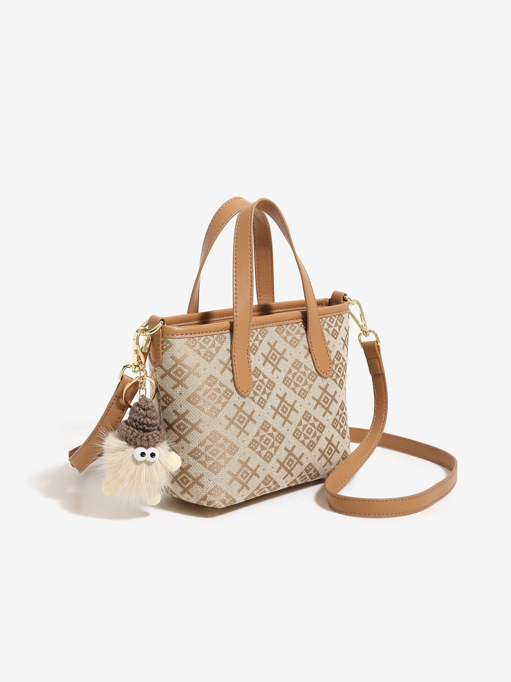 Bolso mini tote de piel vegana con monograma
