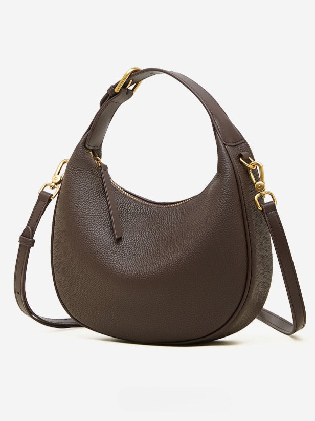 Bolso hobo de media luna en piel granulada