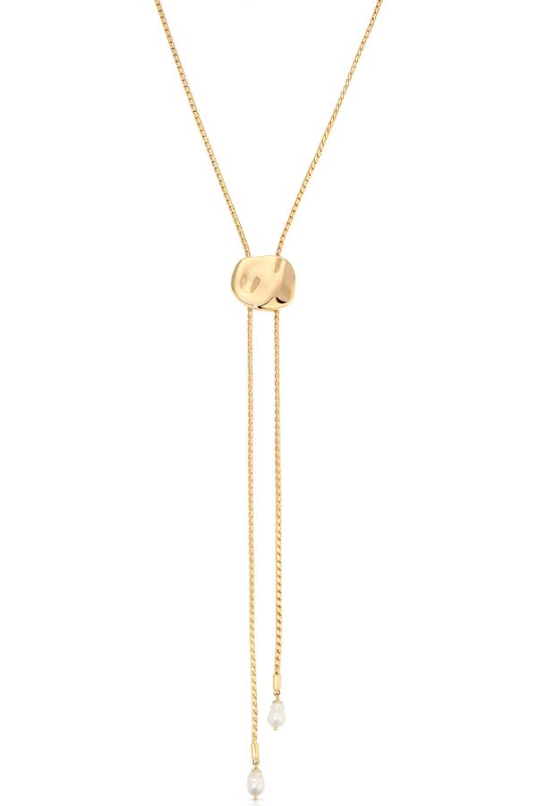 Collar bolo de perlas de imitación