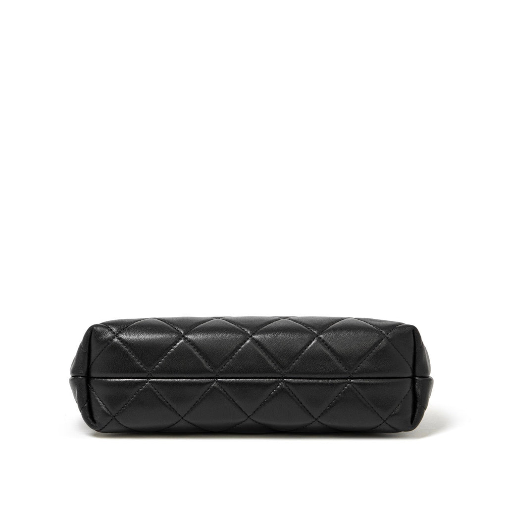 Bolso mini tote acolchado de napa con cadena