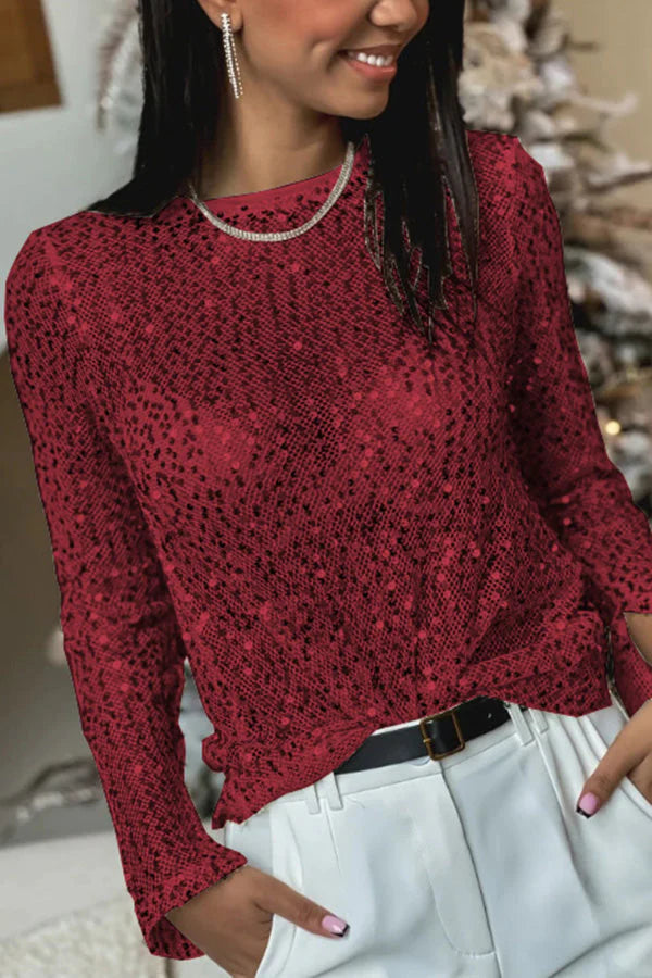 Blusa de lentejuelas de manga larga