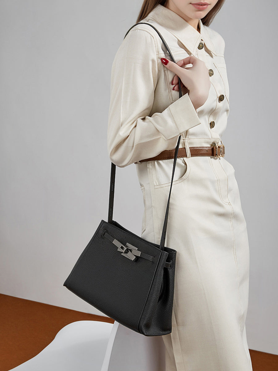 Bolso tote cubo Kelly de piel de gran capacidad
