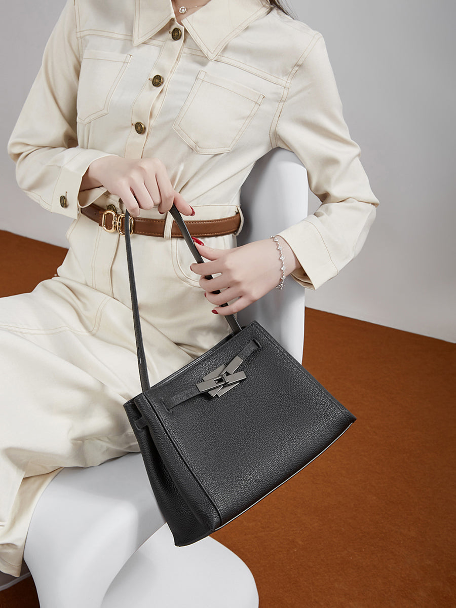 Bolso tote cubo Kelly de piel de gran capacidad