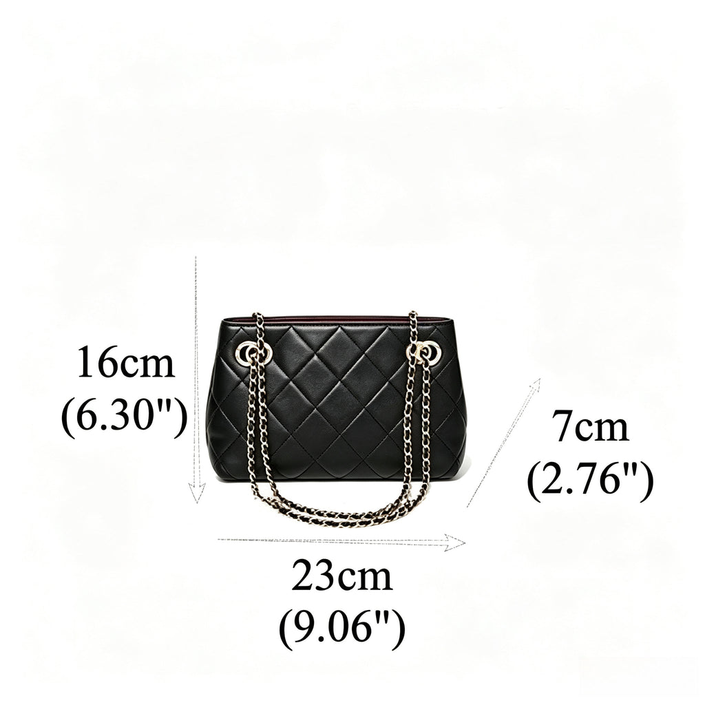 Bolso mini tote acolchado de napa con cadena