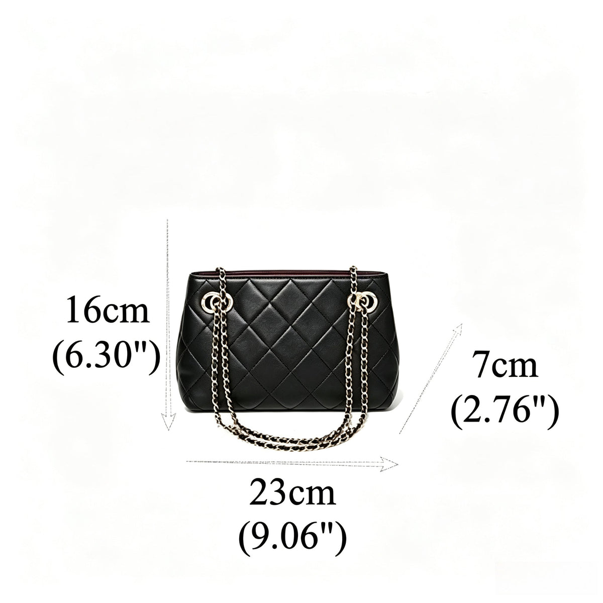 Bolso mini tote acolchado de napa con cadena