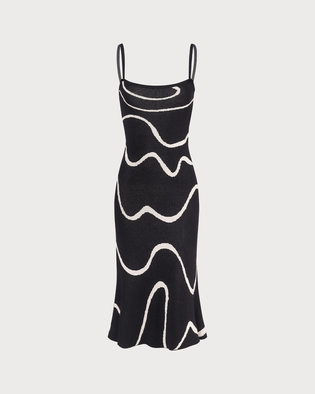 Vestido midi de punto negro con bajo sirena