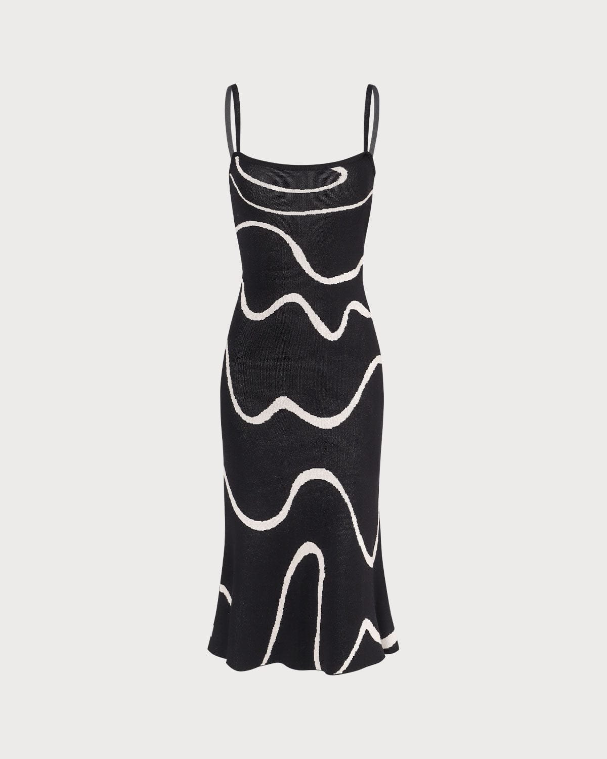 Vestido midi de punto negro con bajo sirena