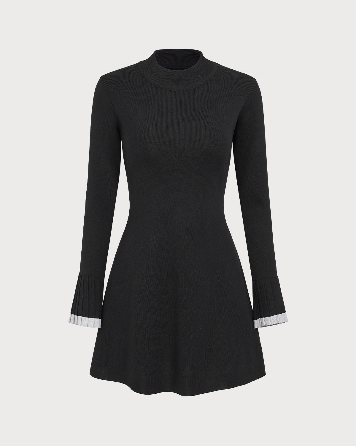 Vestido corto negro de punto con detalles en contraste
