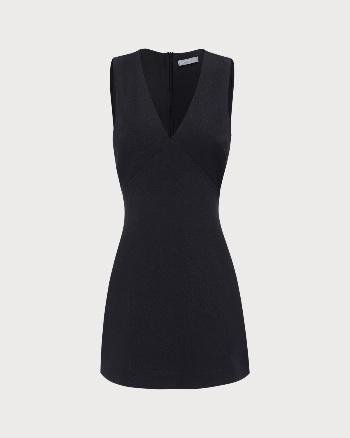 Vestido corto negro sin mangas con escote en V